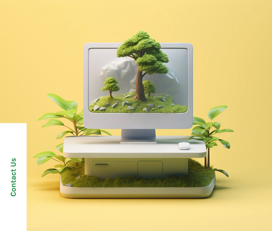 Green console in lush environment