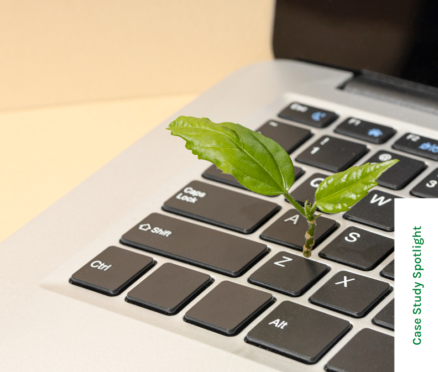 Green console in lush environment